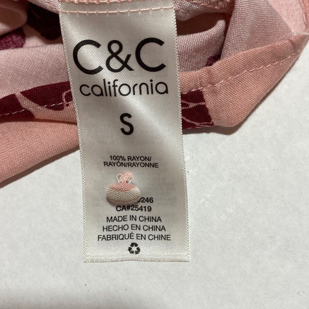 C‎ & C California Pullover Pink Floral Size Small Long Sleeve Blouse - Picture 5 of 11